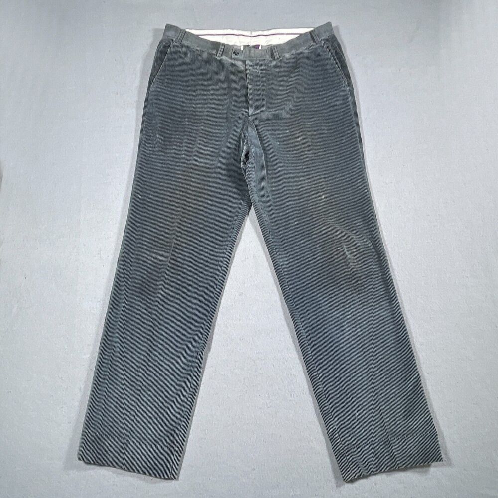 Hiltl Corduroy Pants Mens 40x33 Gray‎ Straight Leg Slacks Made in Romania